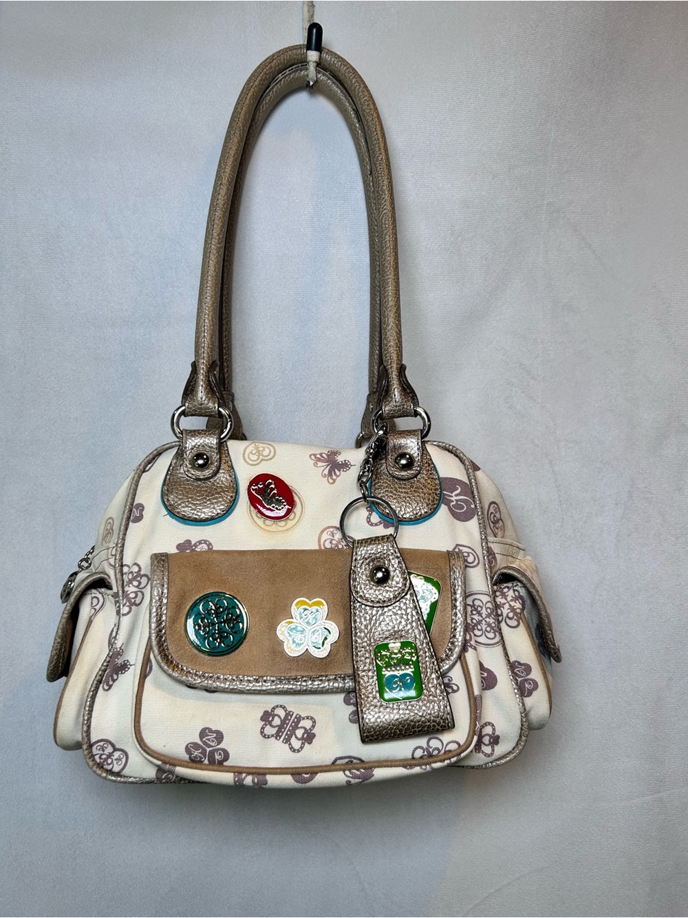 Kathy Van Zeeland Y2K Monogram Satchel Bag with Charm Details